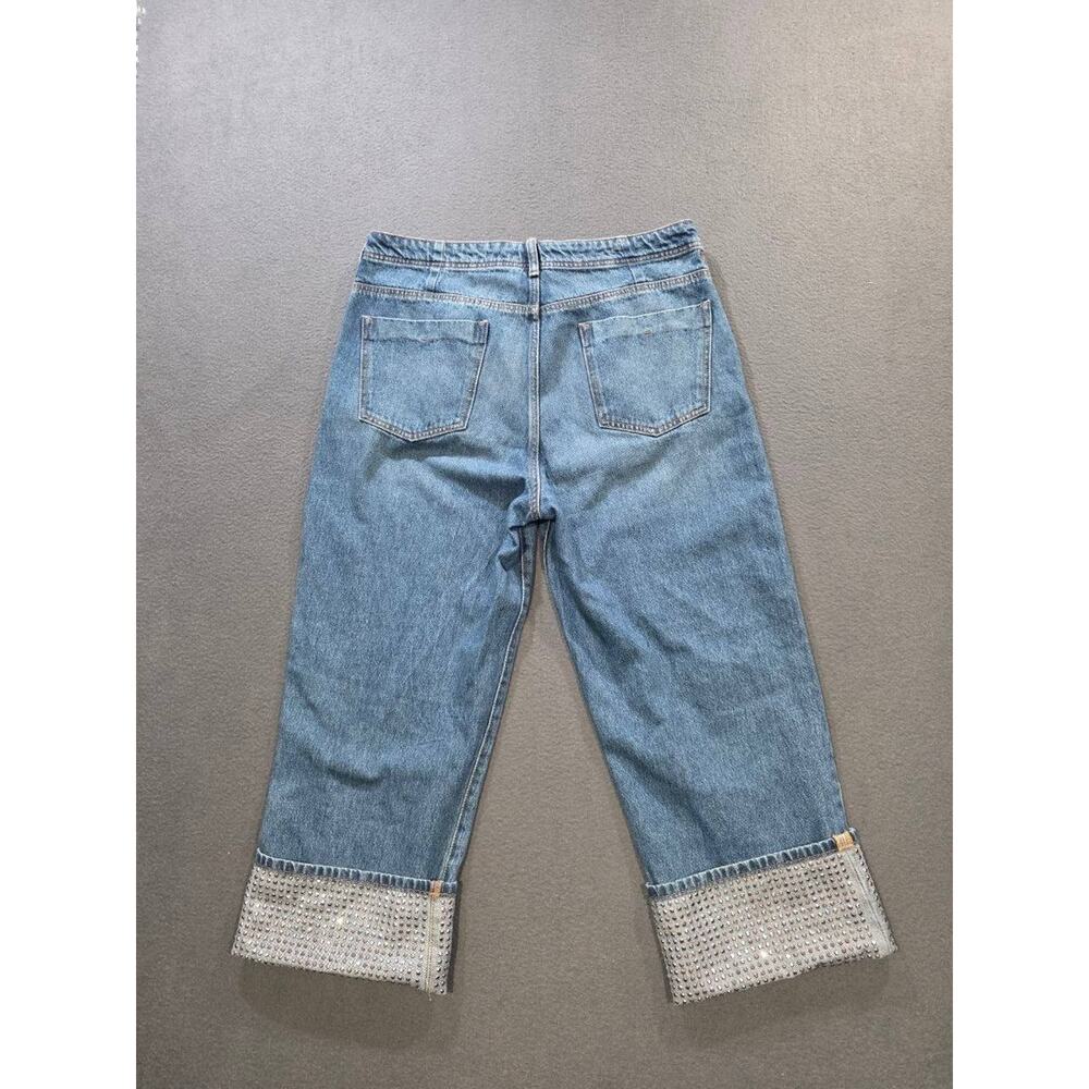 Anthropologie Pilcro Lonnie Y2K Cuffed Crop Jeans Womens 31 Blue Sparkle A010609 - Picture 6 of 16